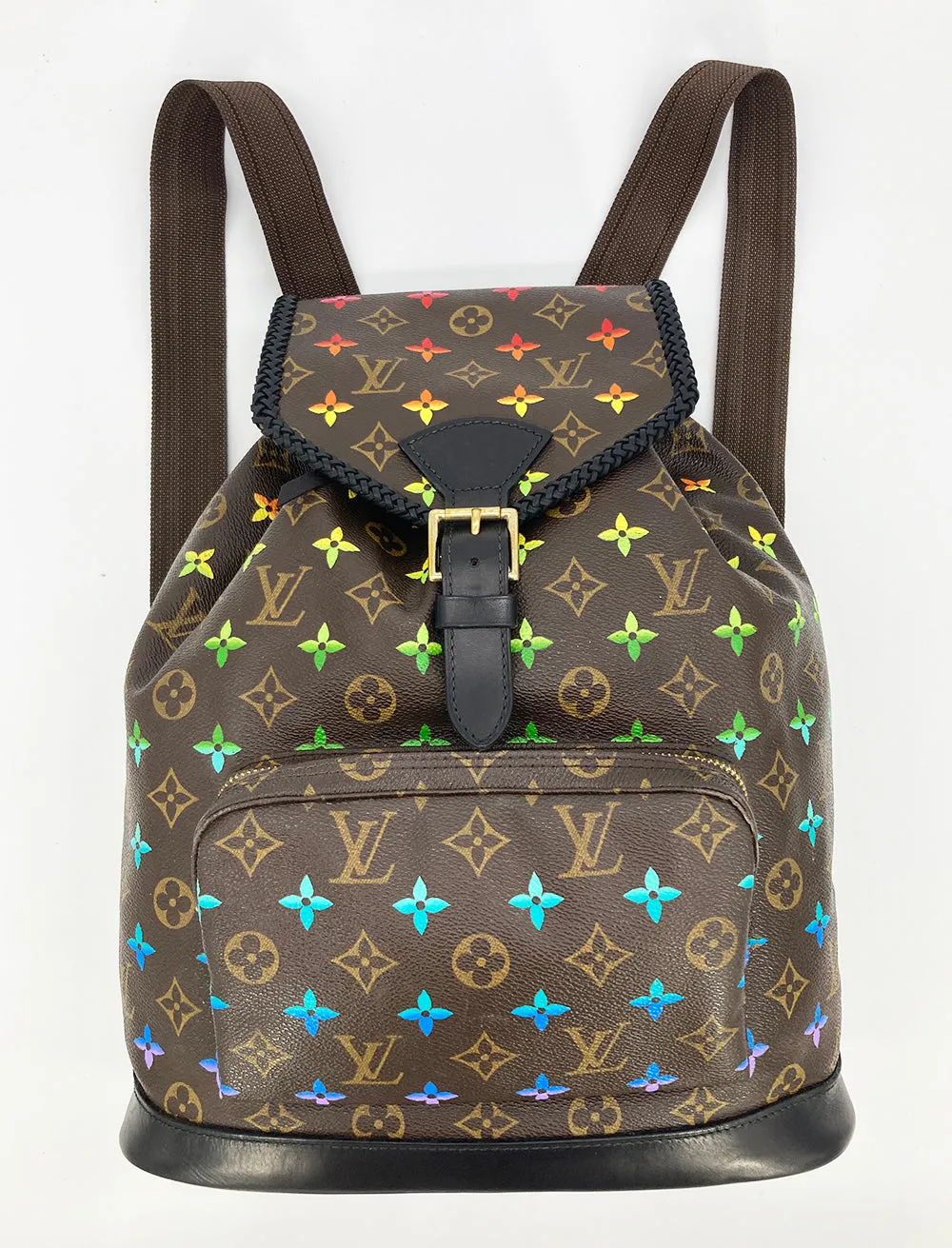 OOAK Louis Vuitton Hand Painted Leather Wrapped Montsouris GM Backpack