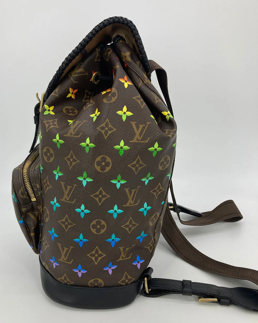 OOAK Louis Vuitton Hand Painted Leather Wrapped Montsouris GM Backpack