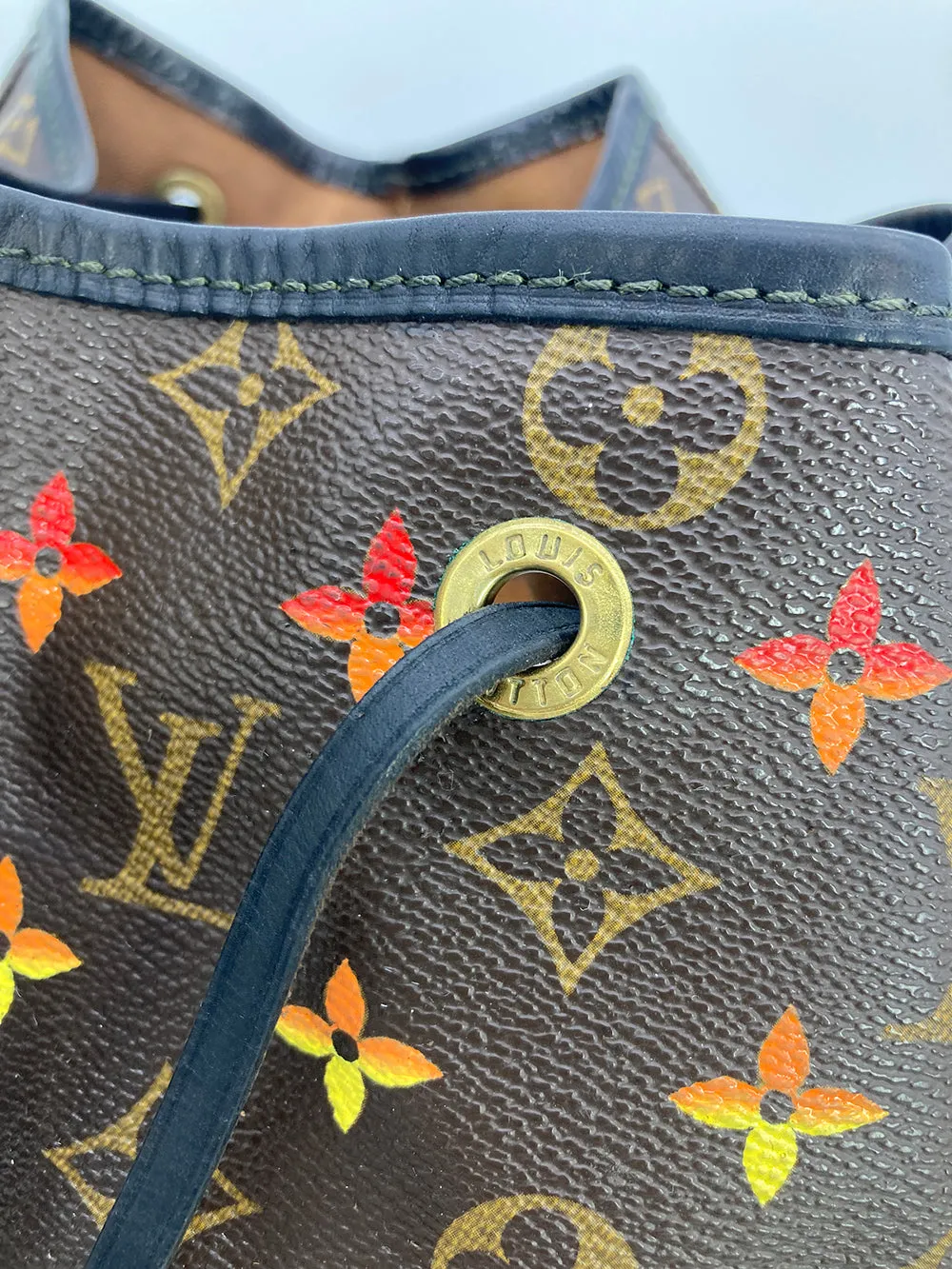 OOAK Louis Vuitton Hand Painted Leather Wrapped Montsouris GM Backpack
