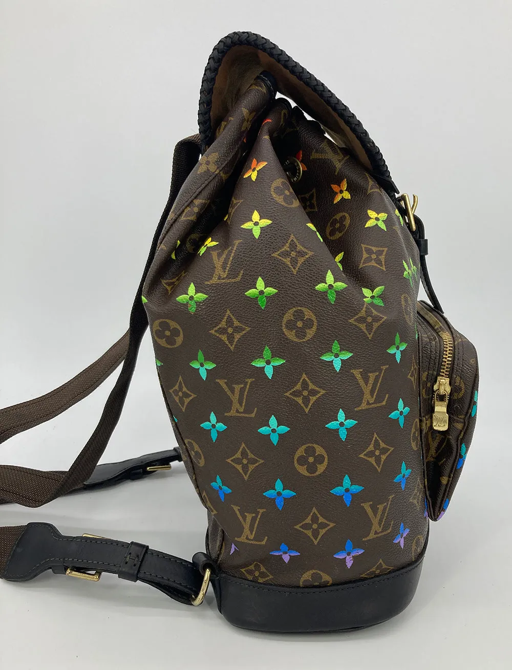 OOAK Louis Vuitton Hand Painted Leather Wrapped Montsouris GM Backpack