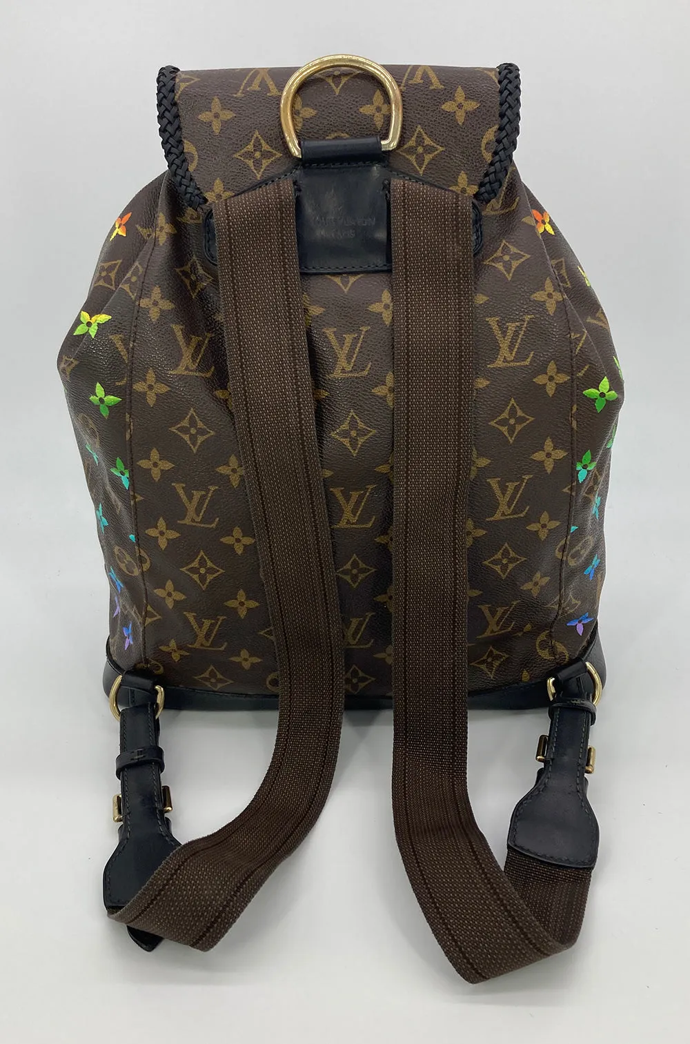 OOAK Louis Vuitton Hand Painted Leather Wrapped Montsouris GM Backpack