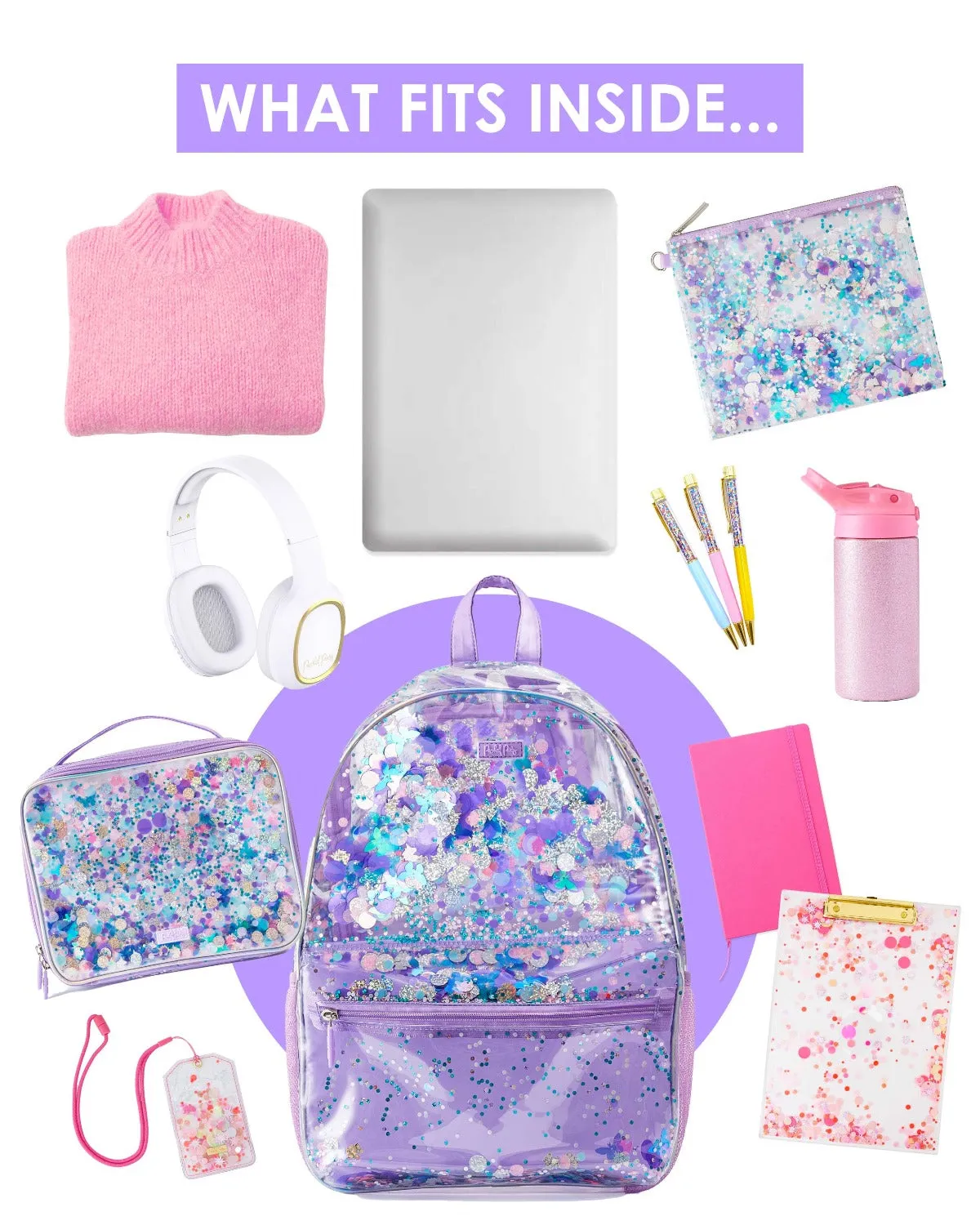 Party Like a Unicorn Confetti Backpack & Lunch Box Bundle