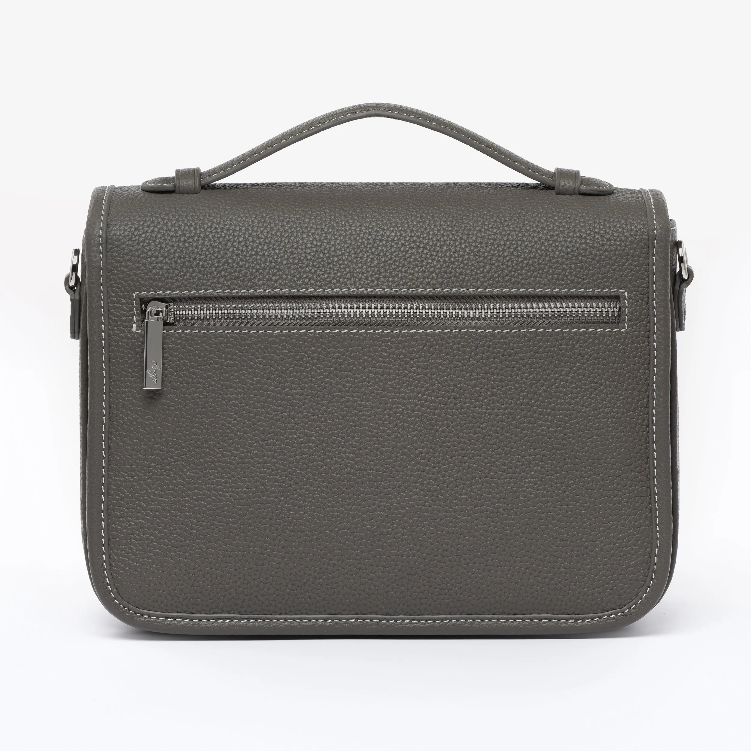 PRE ORDER Graphite grey Togo Leather - "Paris15" Satchel Crossbody bag