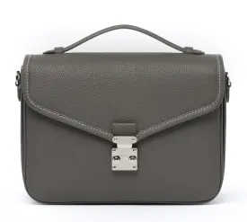 PRE ORDER Graphite grey Togo Leather - "Paris15" Satchel Crossbody bag