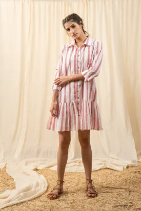 Red And White Stripe Shirt Dress