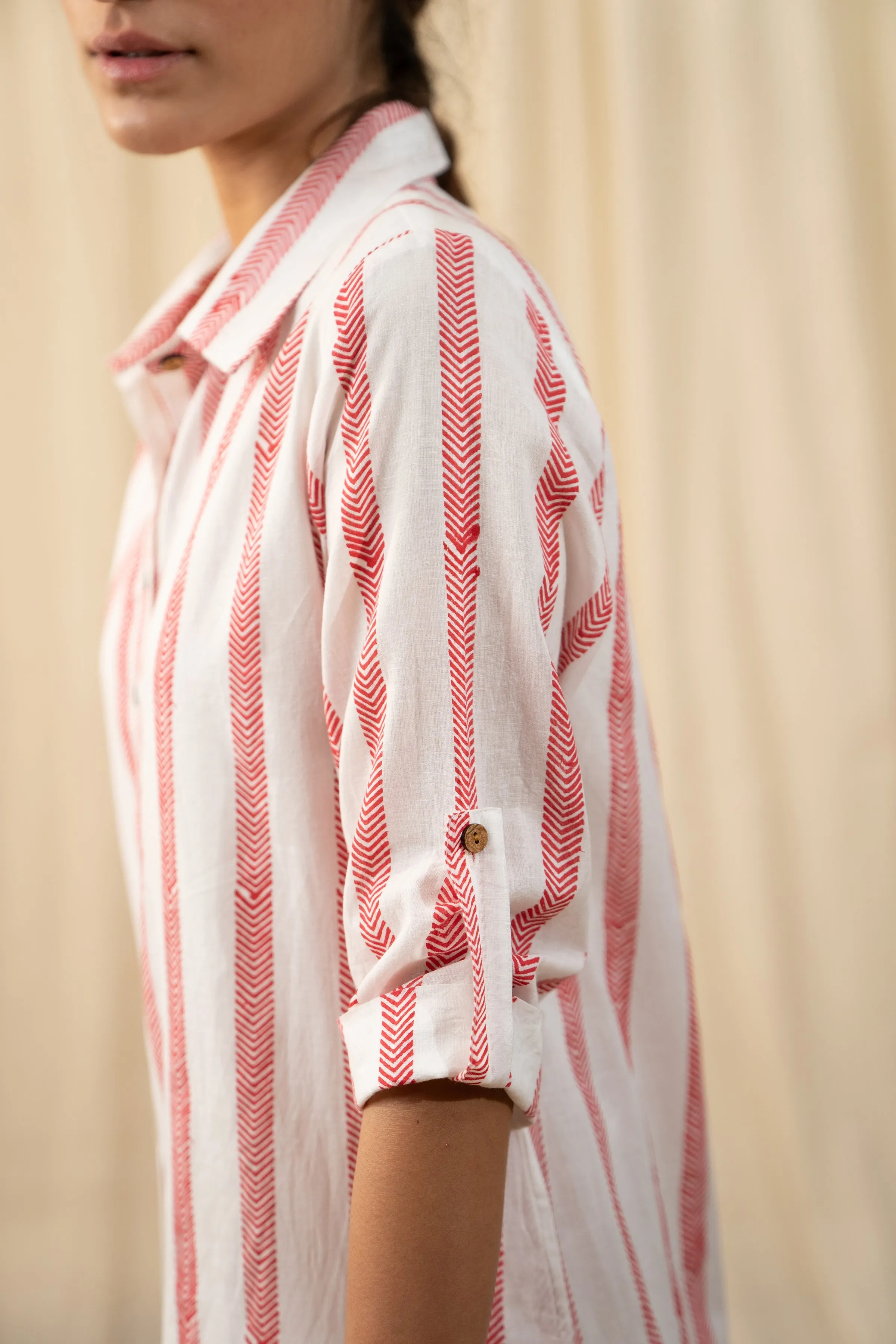 Red And White Stripe Shirt Dress