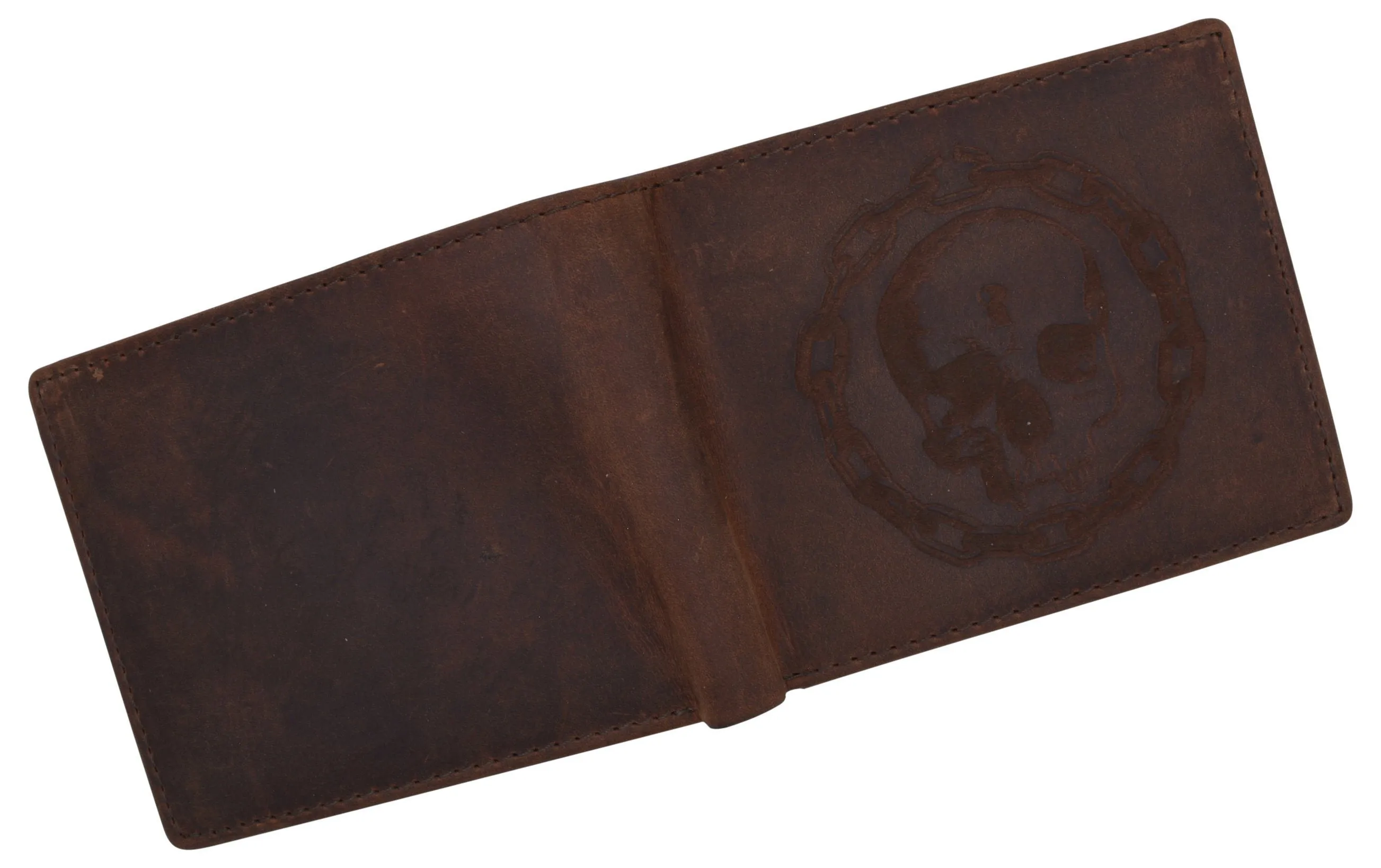 RFID Rustic Men Wallet Skull Design Craft Stamp