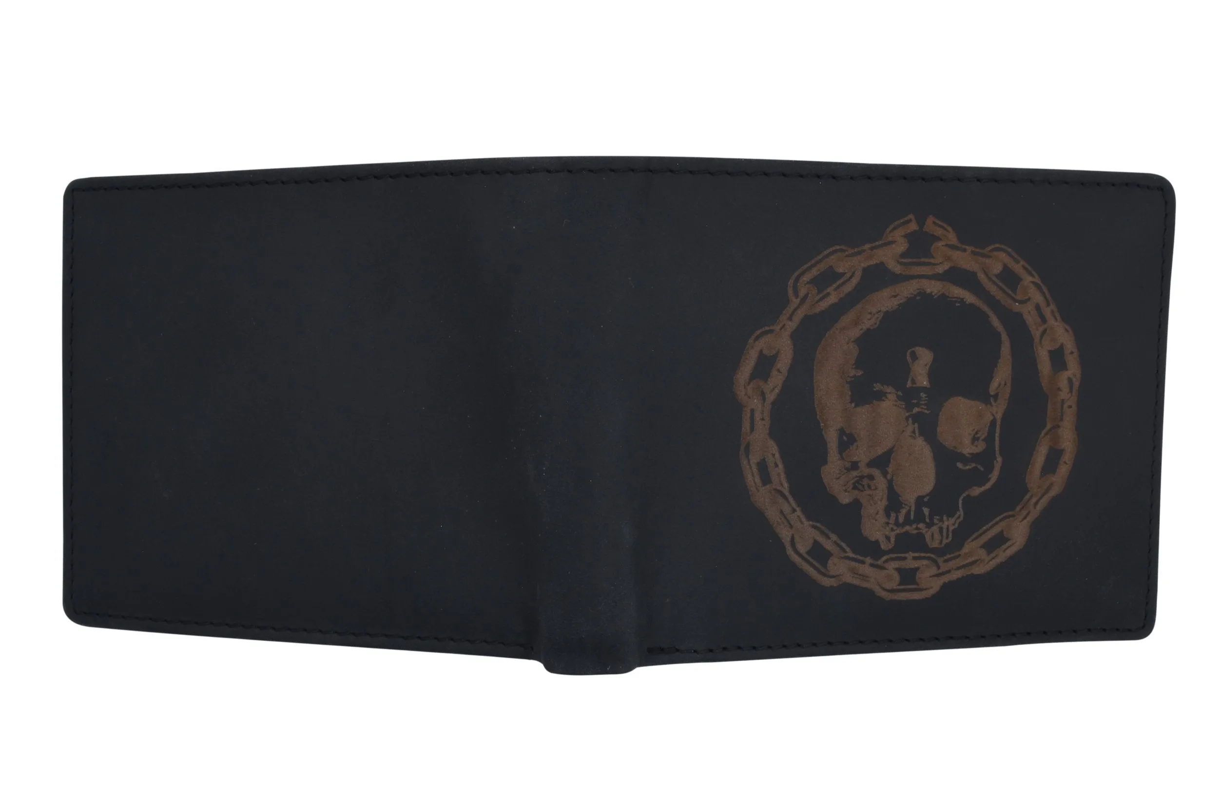 RFID Rustic Men Wallet Skull Design Craft Stamp