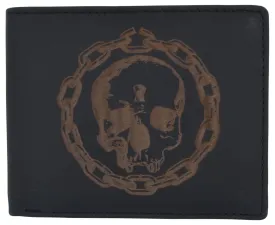 RFID Rustic Men Wallet Skull Design Craft Stamp
