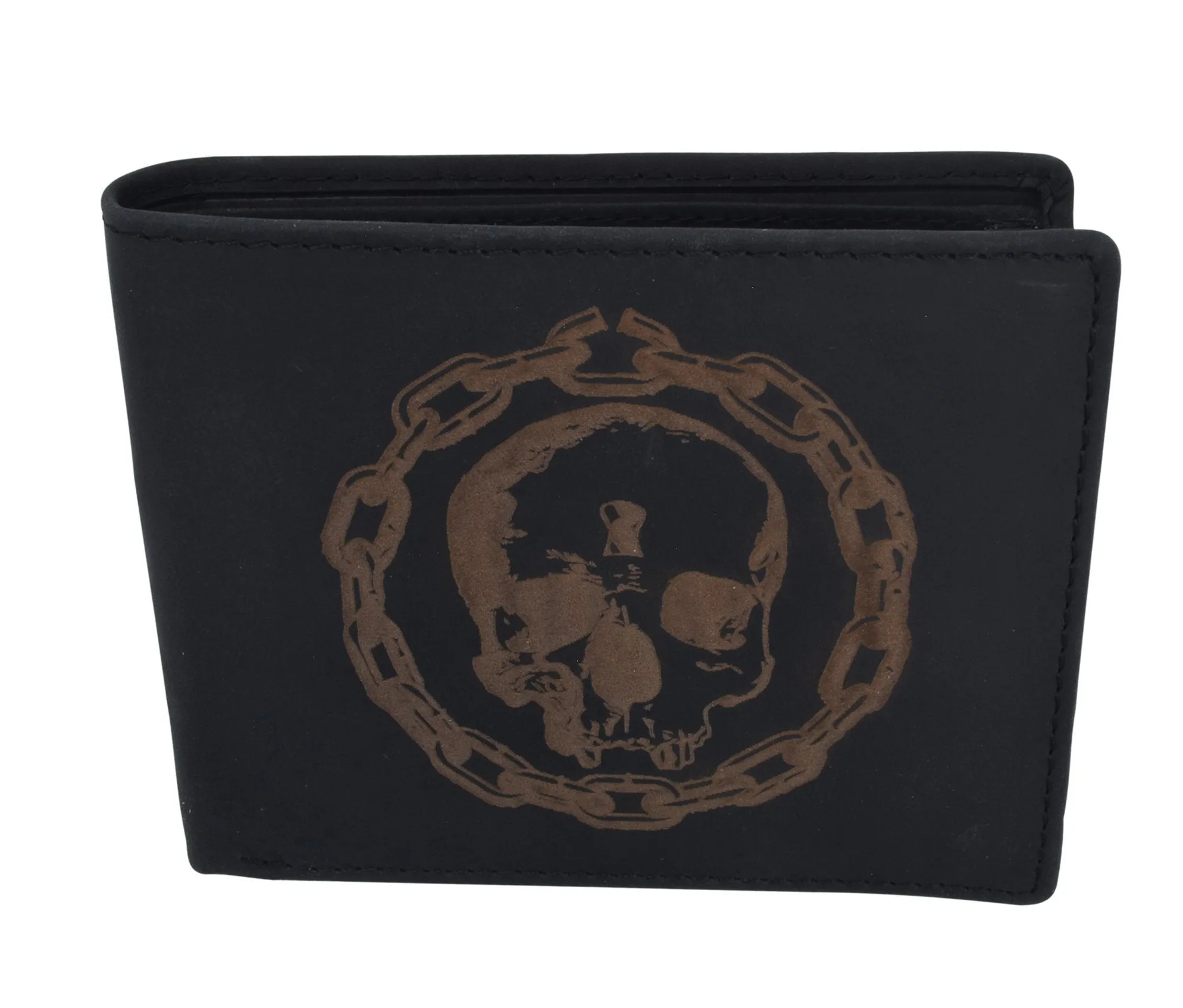 RFID Rustic Men Wallet Skull Design Craft Stamp