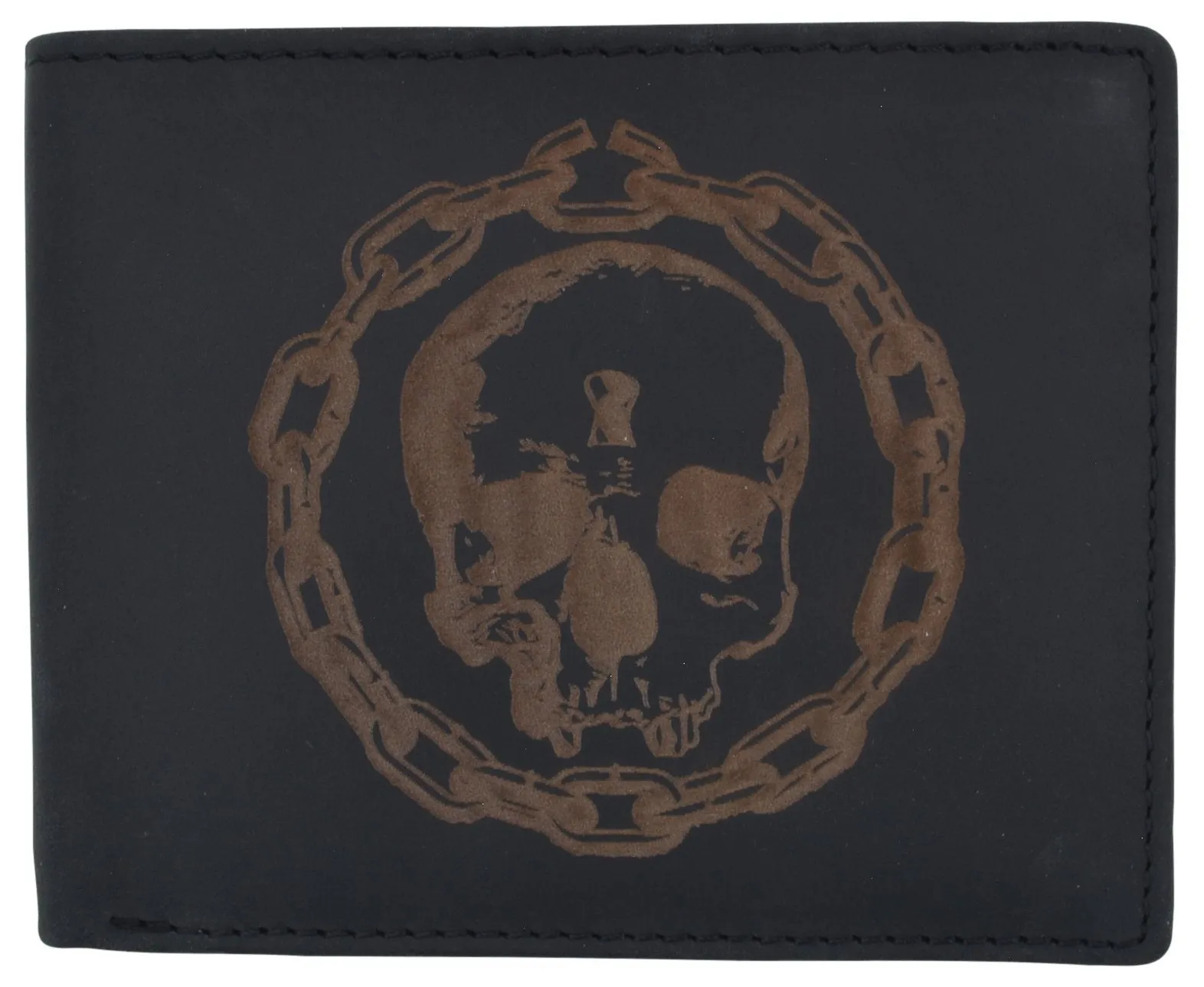 RFID Rustic Men Wallet Skull Design Craft Stamp