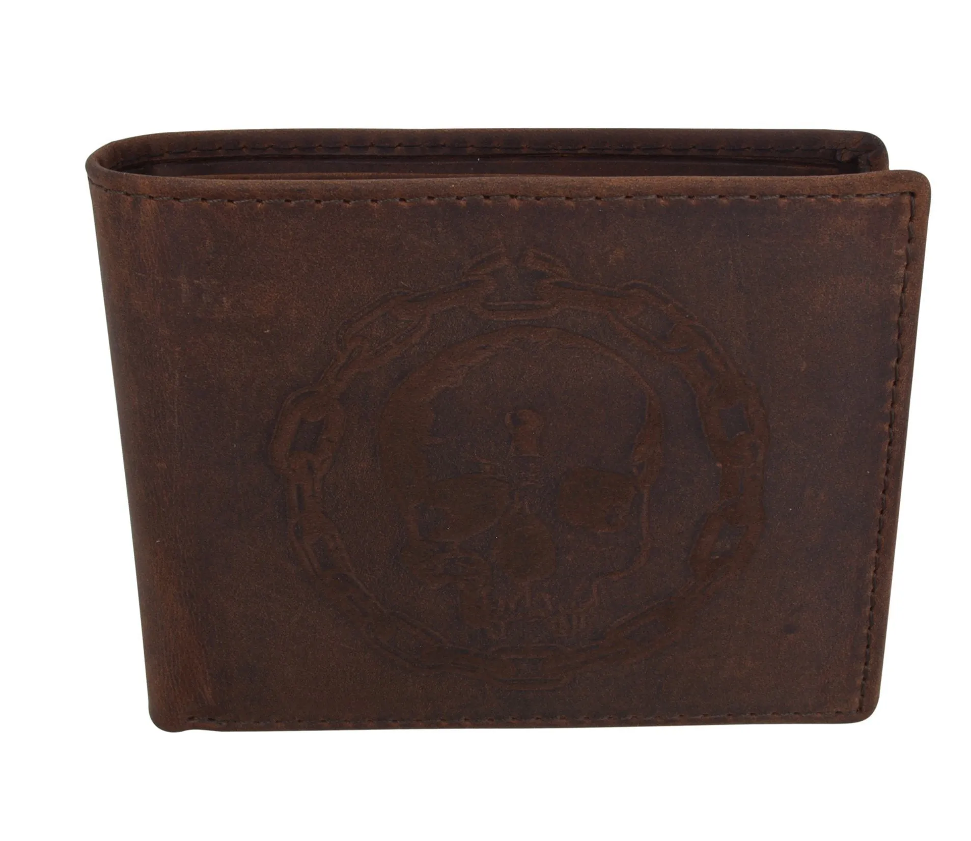 RFID Rustic Men Wallet Skull Design Craft Stamp