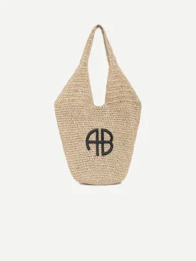 Small Leah Hobo in Natural with Black