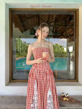 [SPOII UNOSA] French Riviera Garden Dress Gingham Midi Dress Gown
