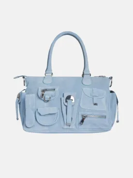 Suede Cargo Pocket Shoulder Bag