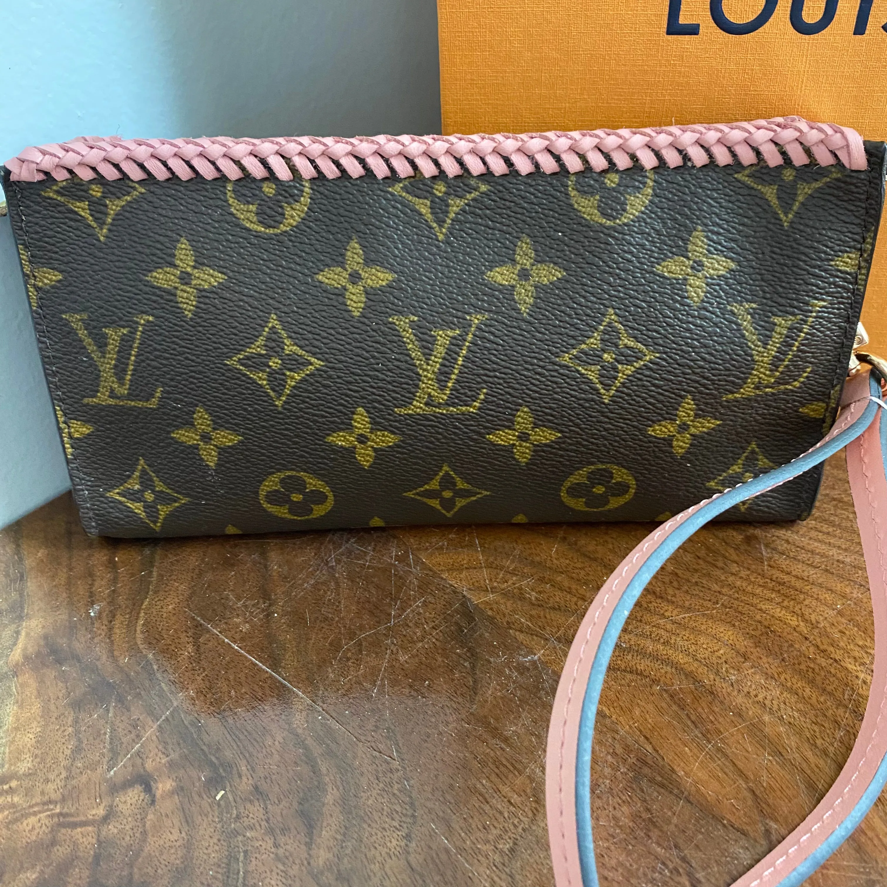 The Junco - Vintage Monogram Wristlet in Pale Pink