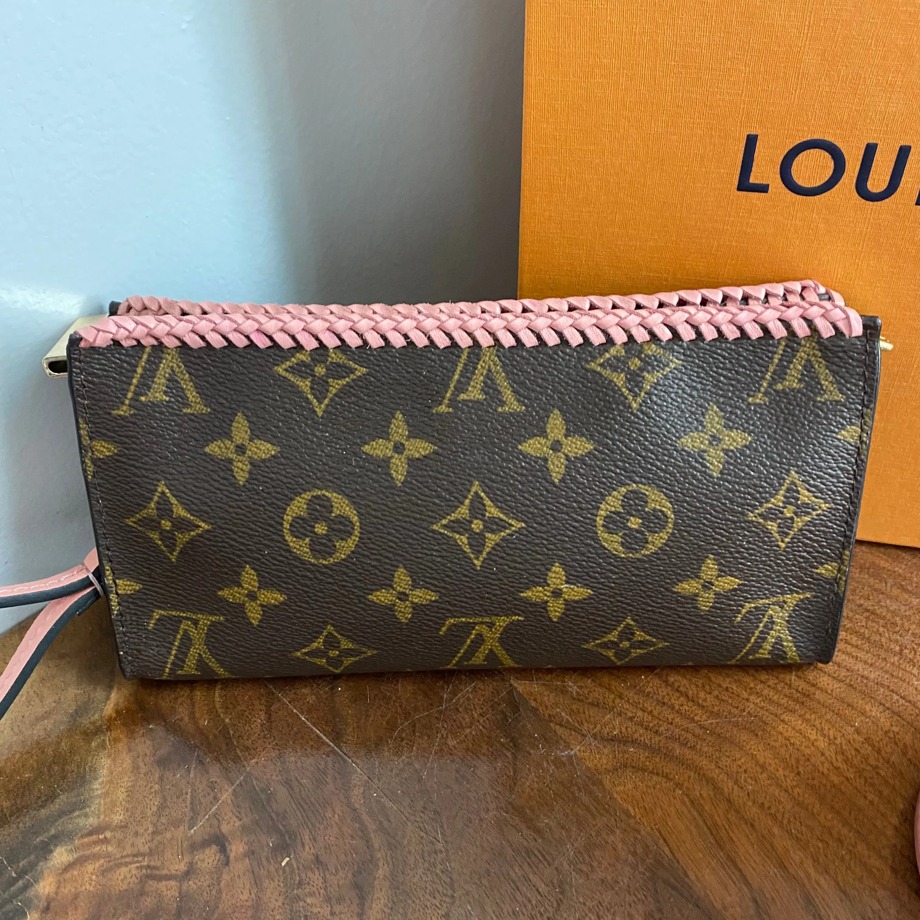 The Junco - Vintage Monogram Wristlet in Pale Pink