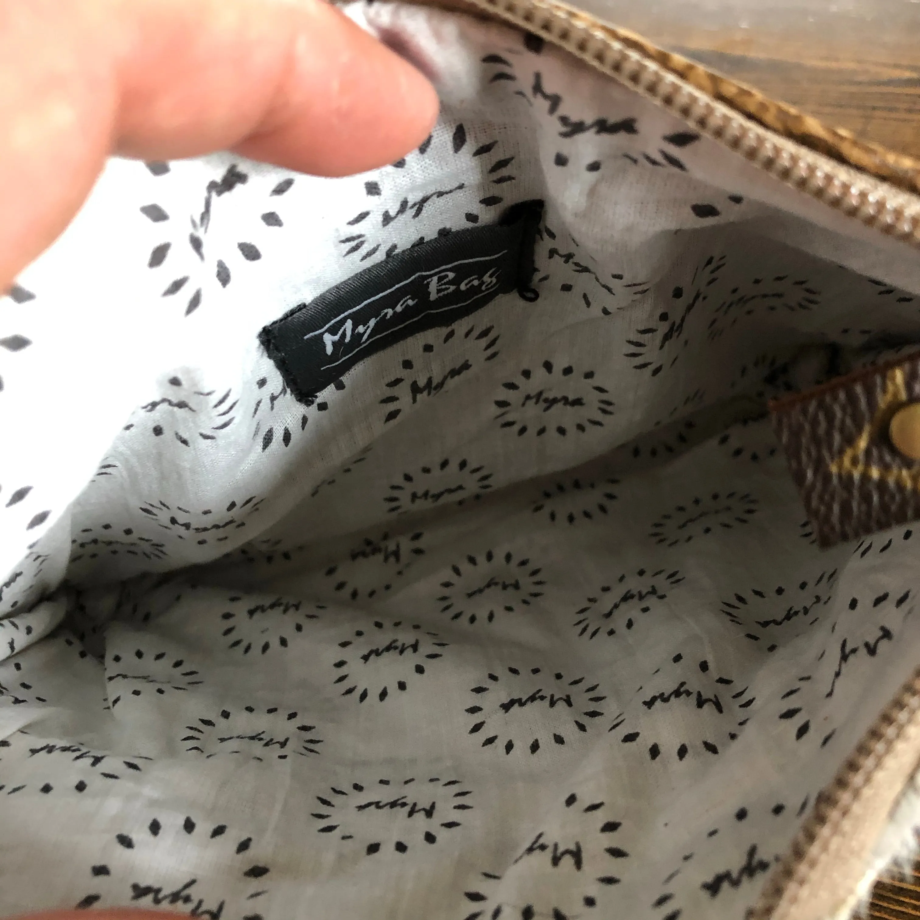 The Mockingbird - Gold Splatter Hair on Hide Wristlet Bag