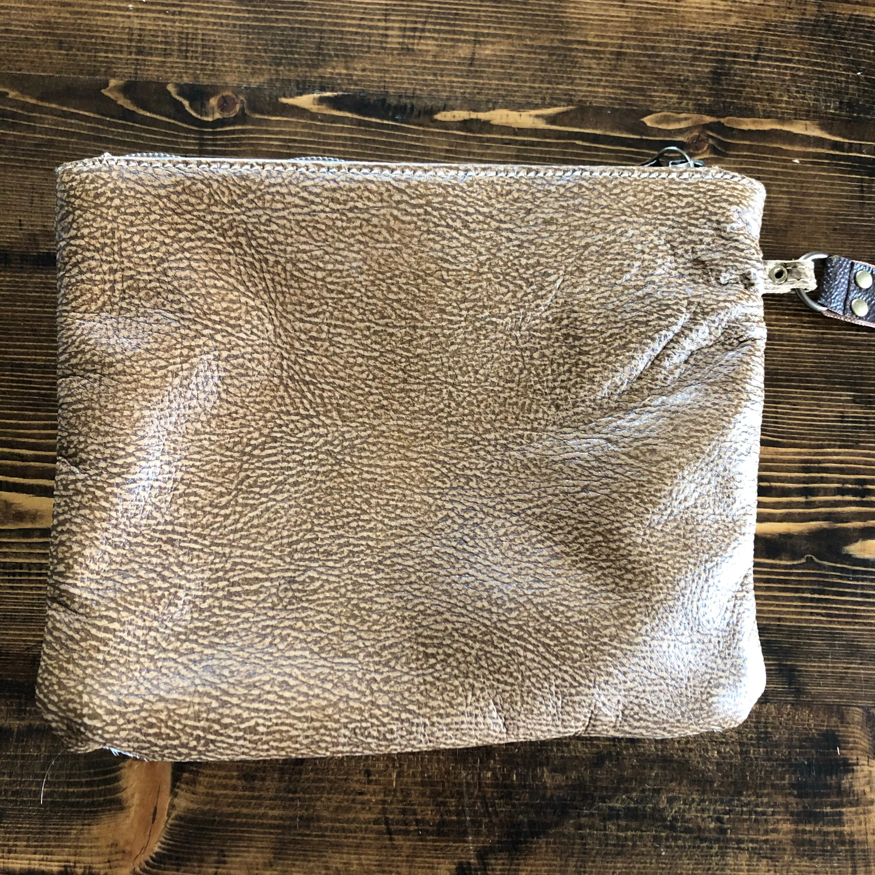 The Mockingbird - Gold Splatter Hair on Hide Wristlet Bag