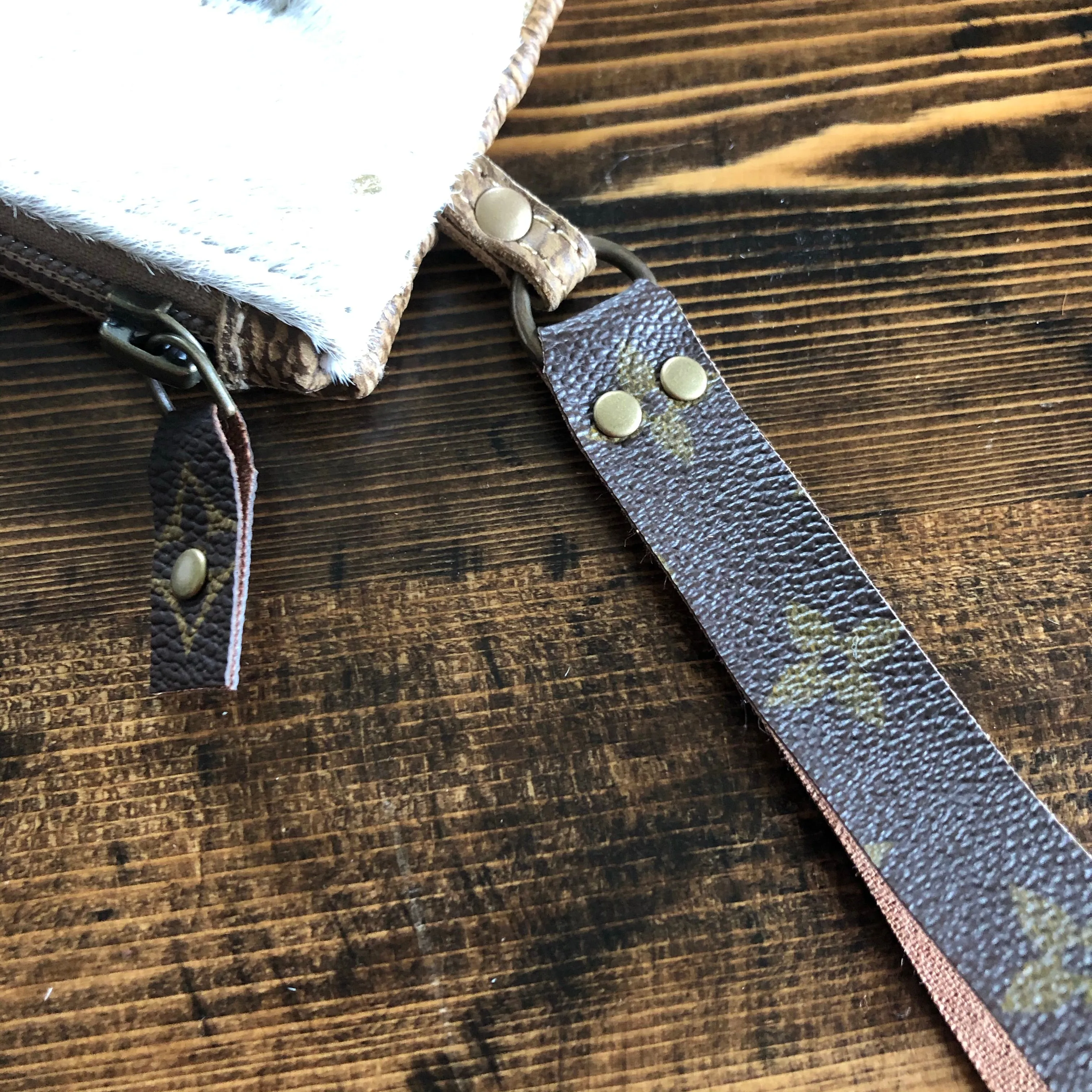The Mockingbird - Gold Splatter Hair on Hide Wristlet Bag