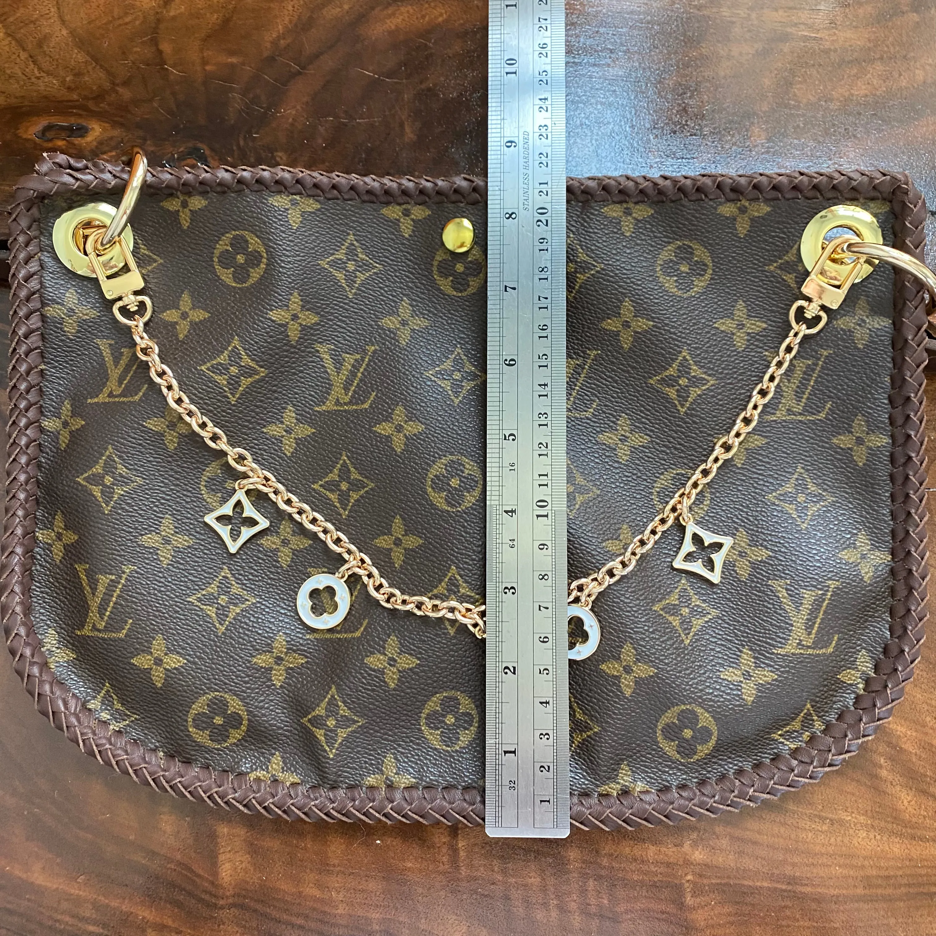 The Peacock - Vintage Monogram Hobo Crossbody in Brown - Gold Hardware