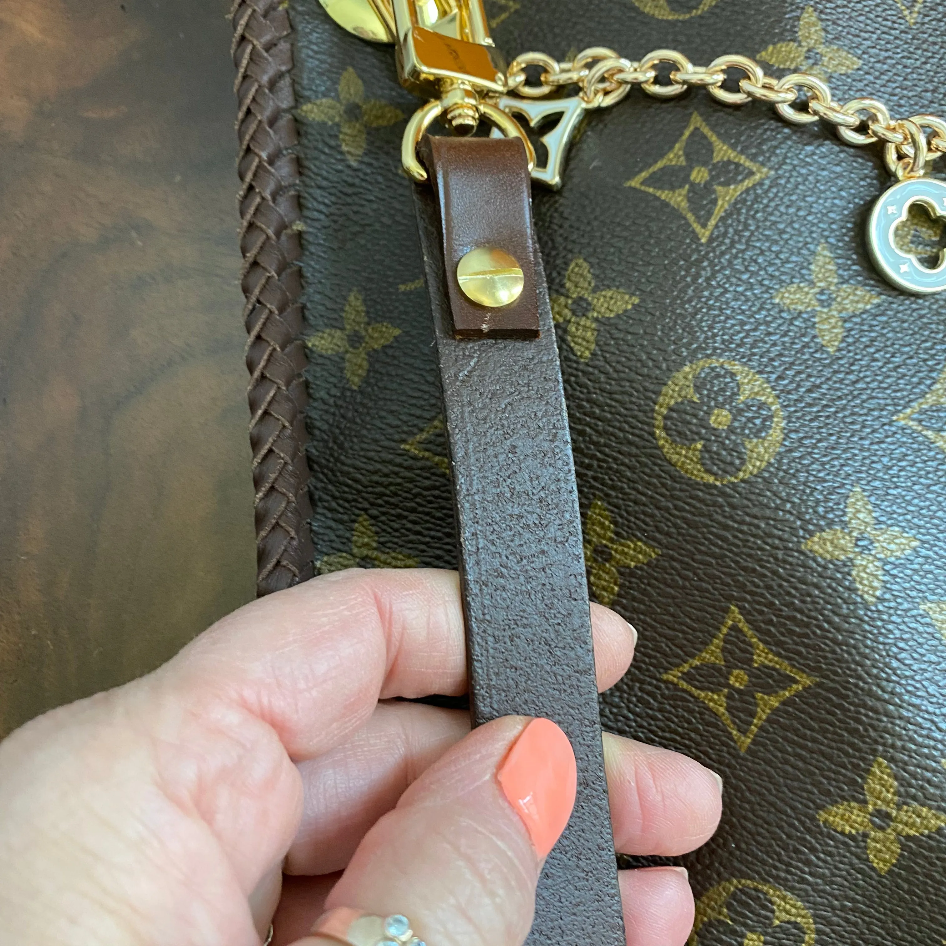 The Peacock - Vintage Monogram Hobo Crossbody in Brown - Gold Hardware