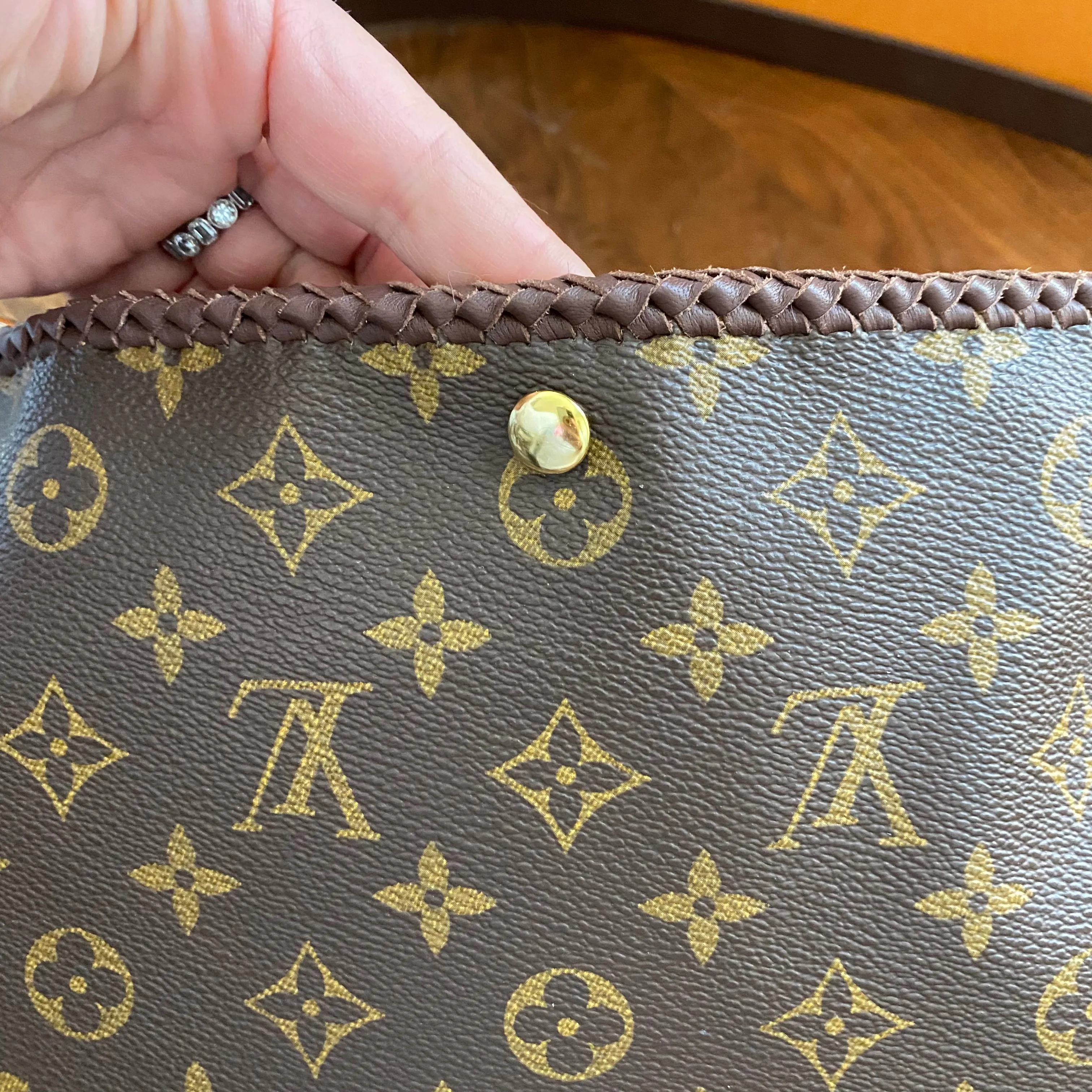 The Peacock - Vintage Monogram Hobo Crossbody in Brown - Gold Hardware