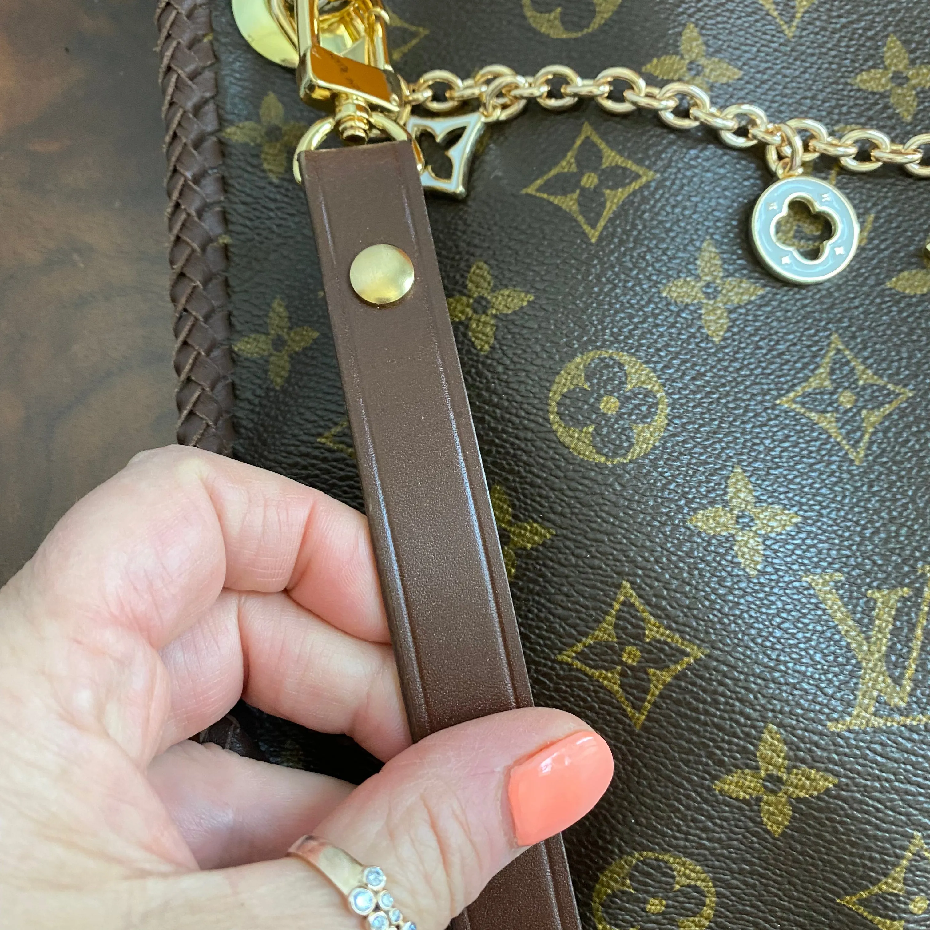 The Peacock - Vintage Monogram Hobo Crossbody in Brown - Gold Hardware