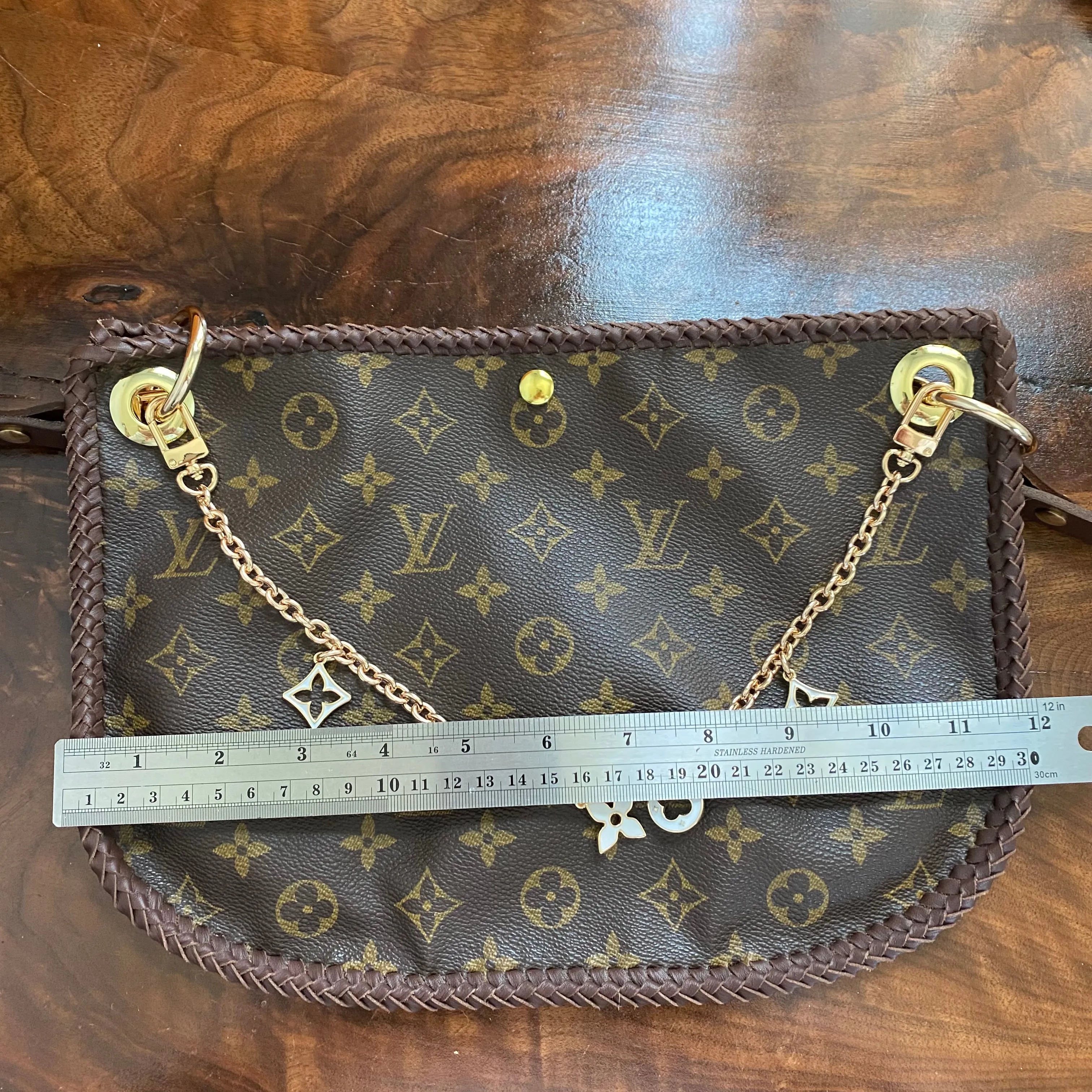 The Peacock - Vintage Monogram Hobo Crossbody in Brown - Gold Hardware