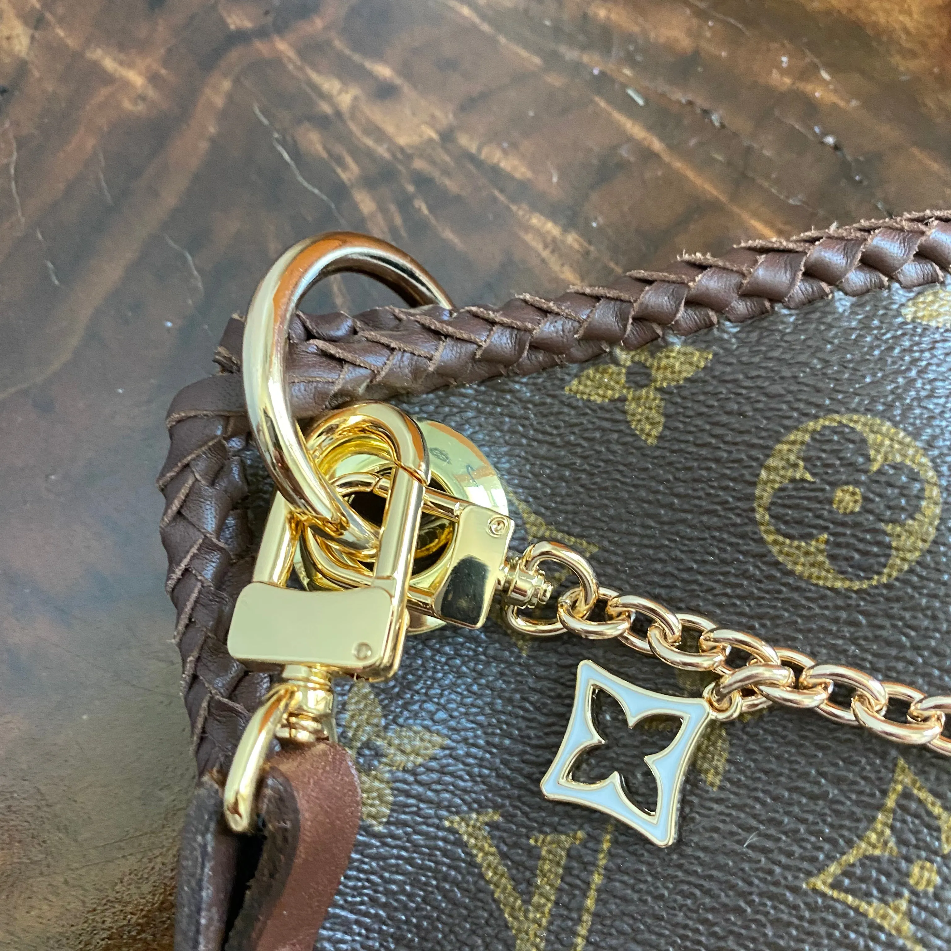 The Peacock - Vintage Monogram Hobo Crossbody in Brown - Gold Hardware