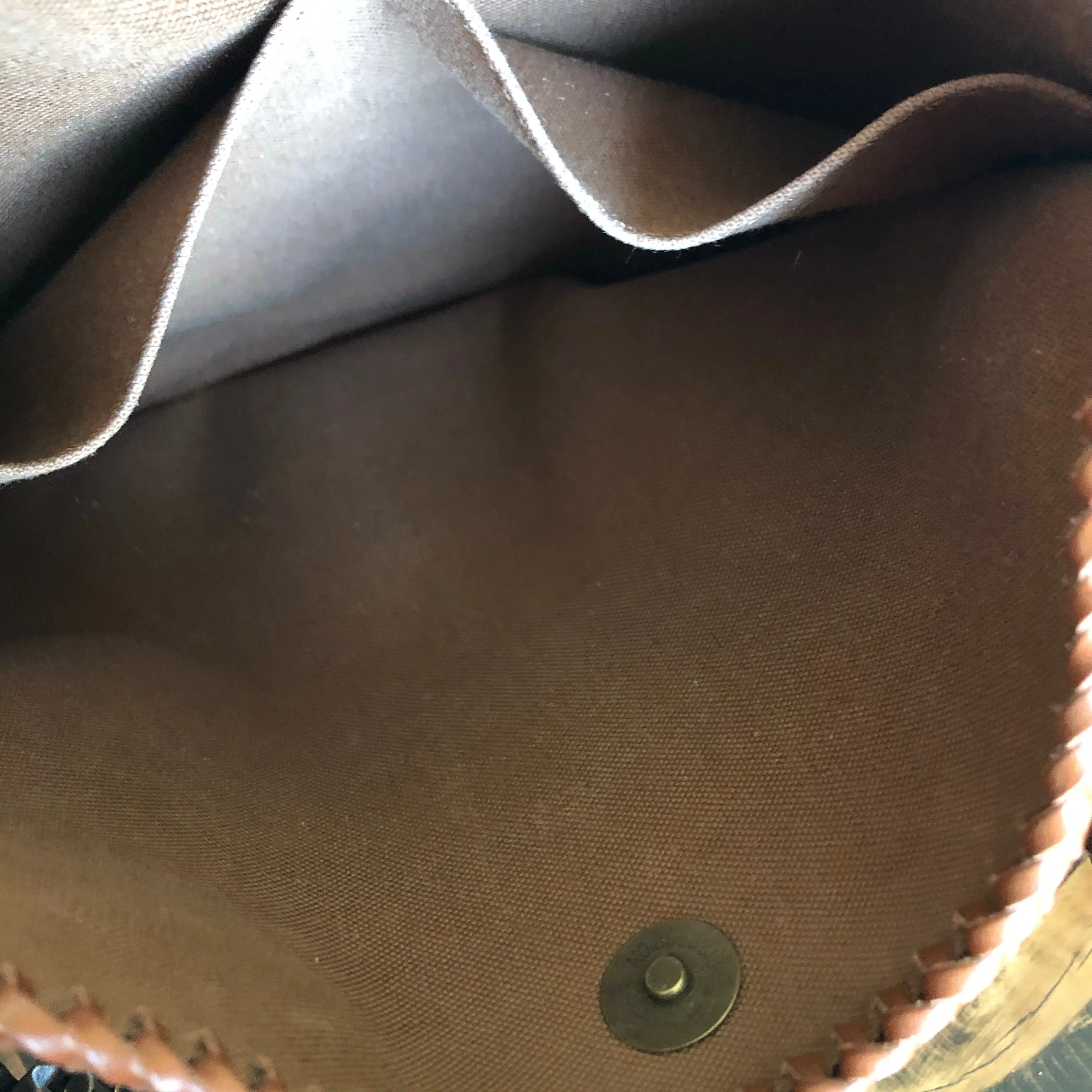 The Peacock - Vintage Monogram Hobo Crossbody in Caramel - Antique Brass Hardware