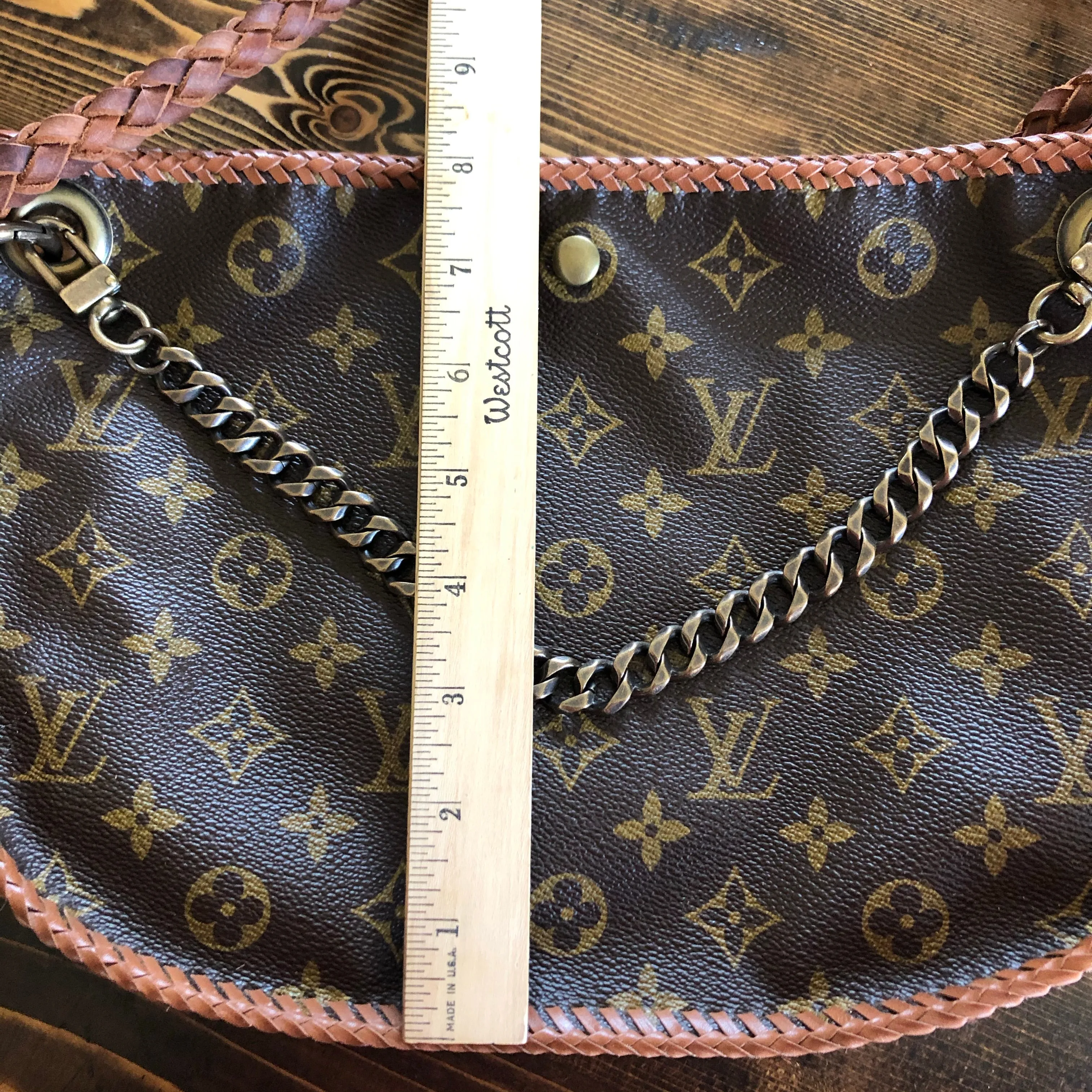 The Peacock - Vintage Monogram Hobo Crossbody in Caramel - Antique Brass Hardware