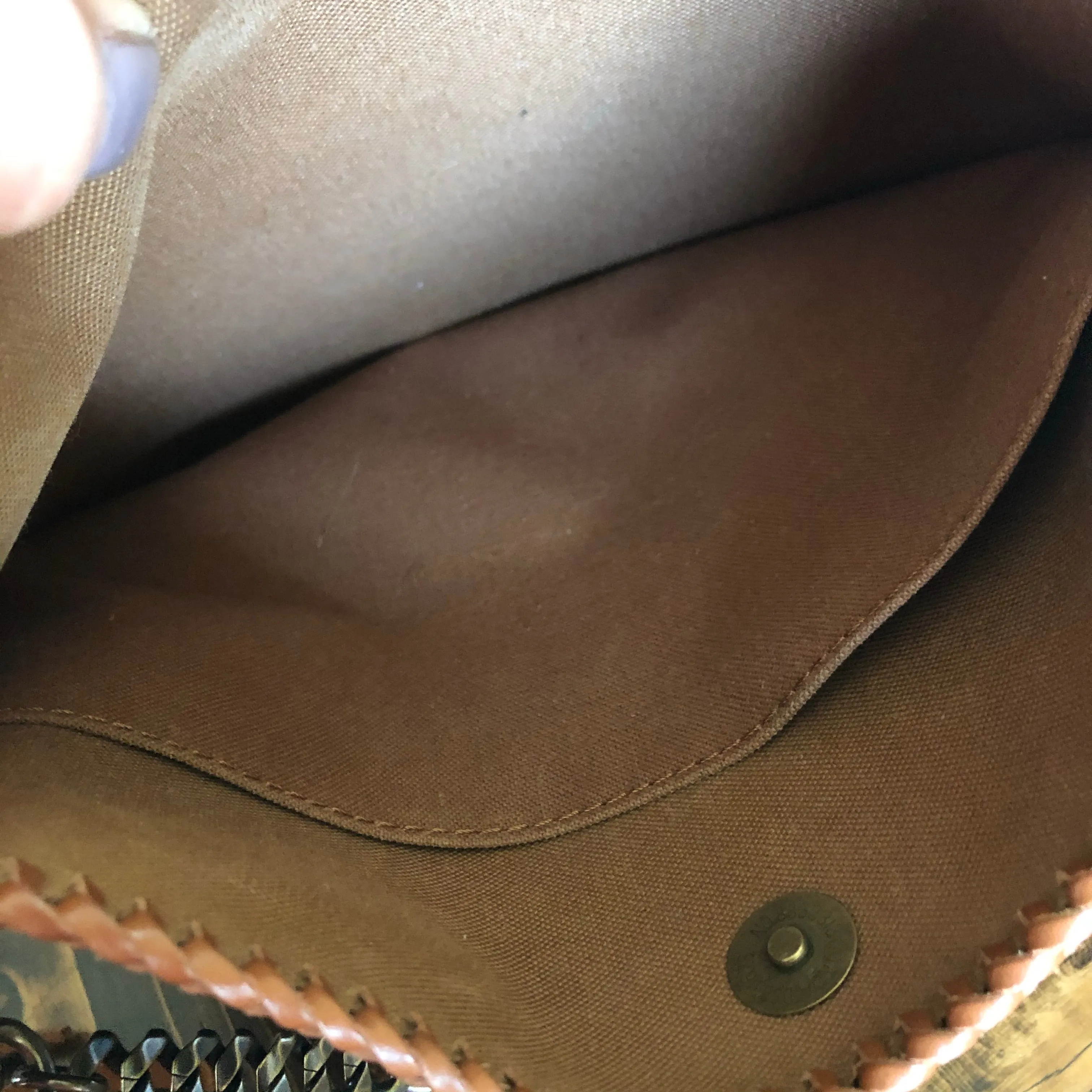 The Peacock - Vintage Monogram Hobo Crossbody in Caramel - Antique Brass Hardware