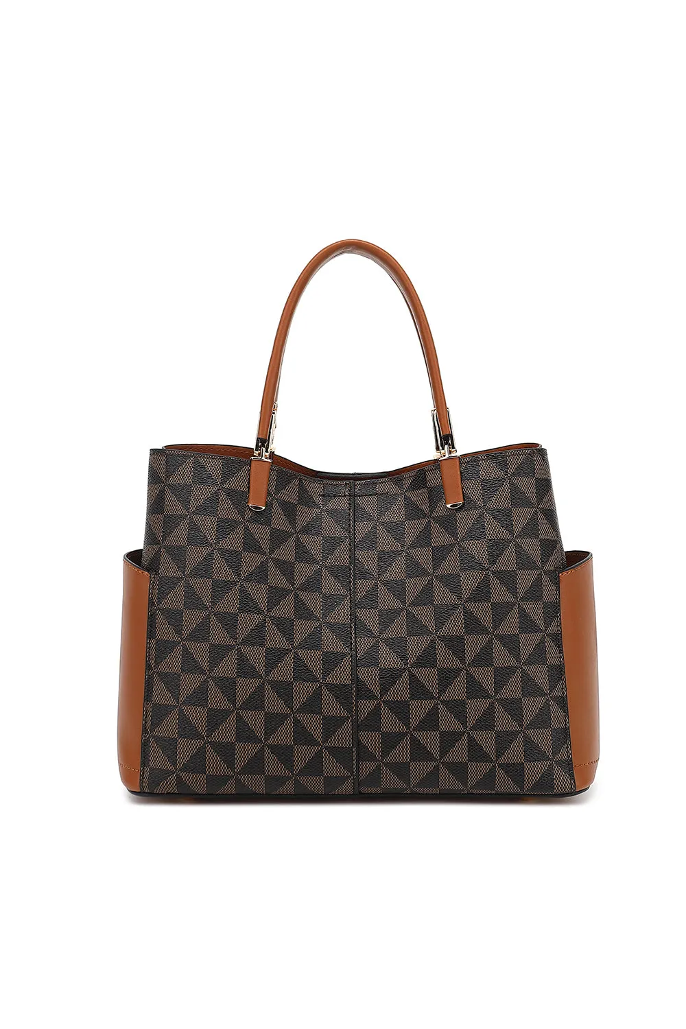 Triple Compartment Satchel with Crossbody Strap