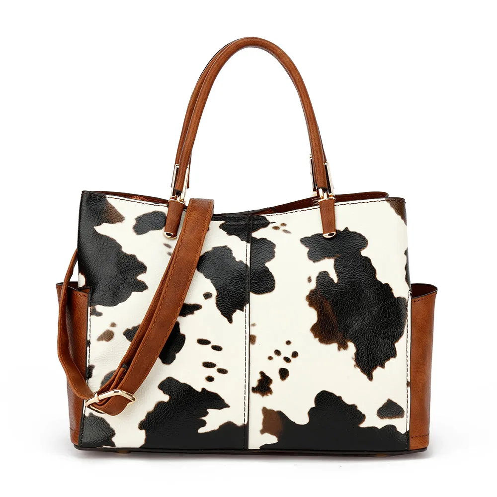Triple Compartment Satchel with Crossbody Strap