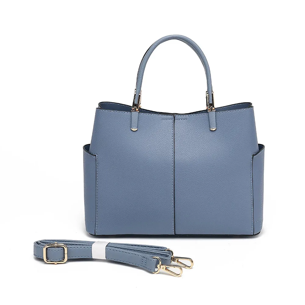 Triple Compartment Satchel with Crossbody Strap