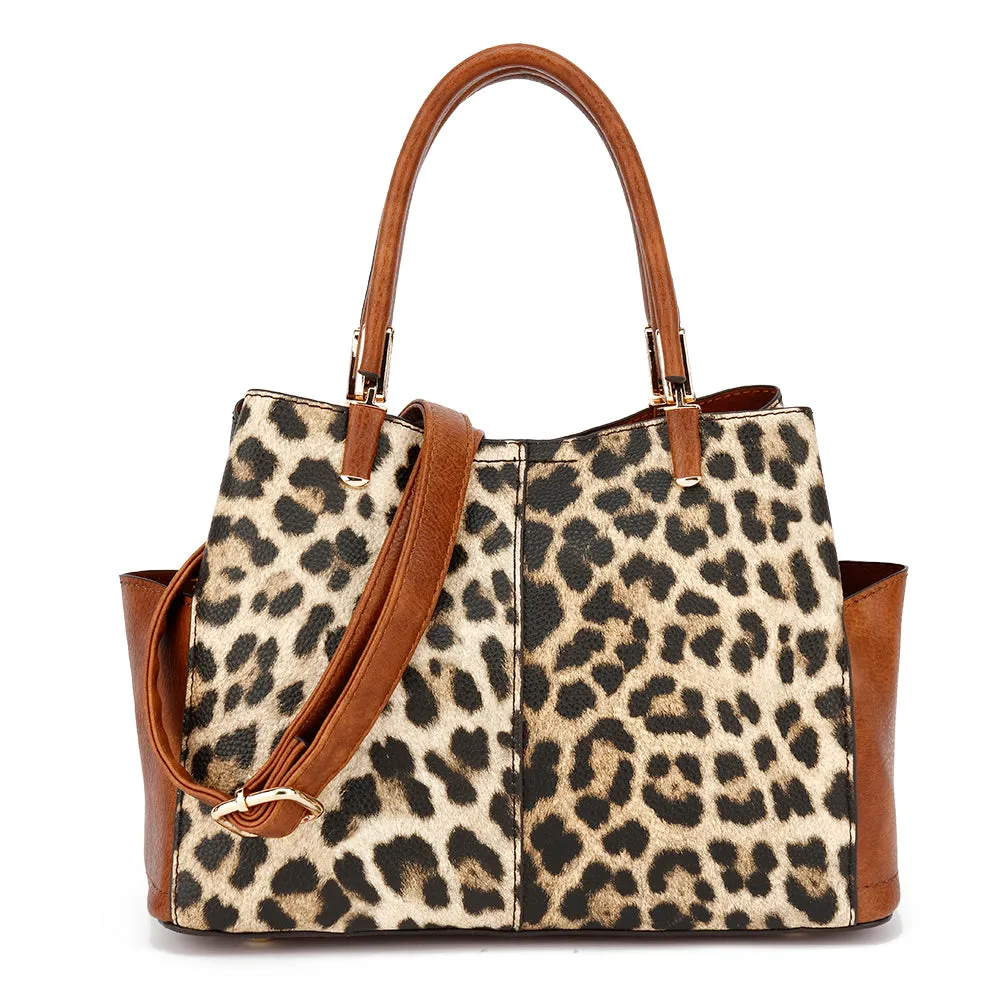Triple Compartment Satchel with Crossbody Strap