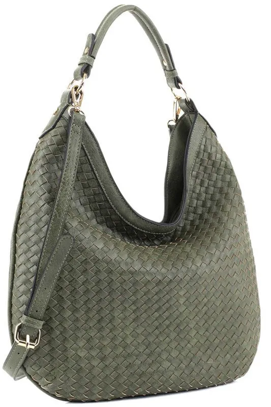 Woven 2-Way Hobo Bag