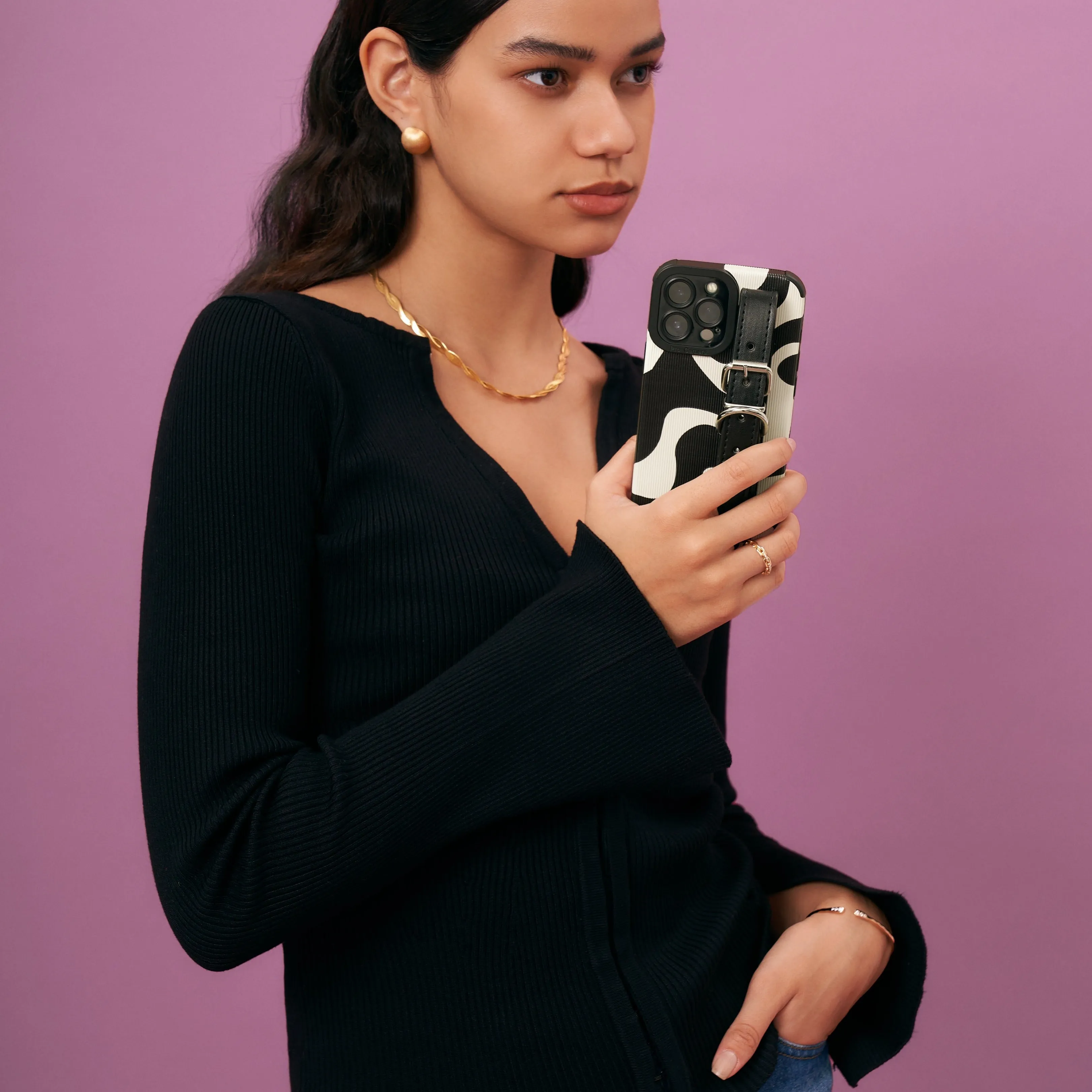 Zebra Striped Wristlet Phone Case
